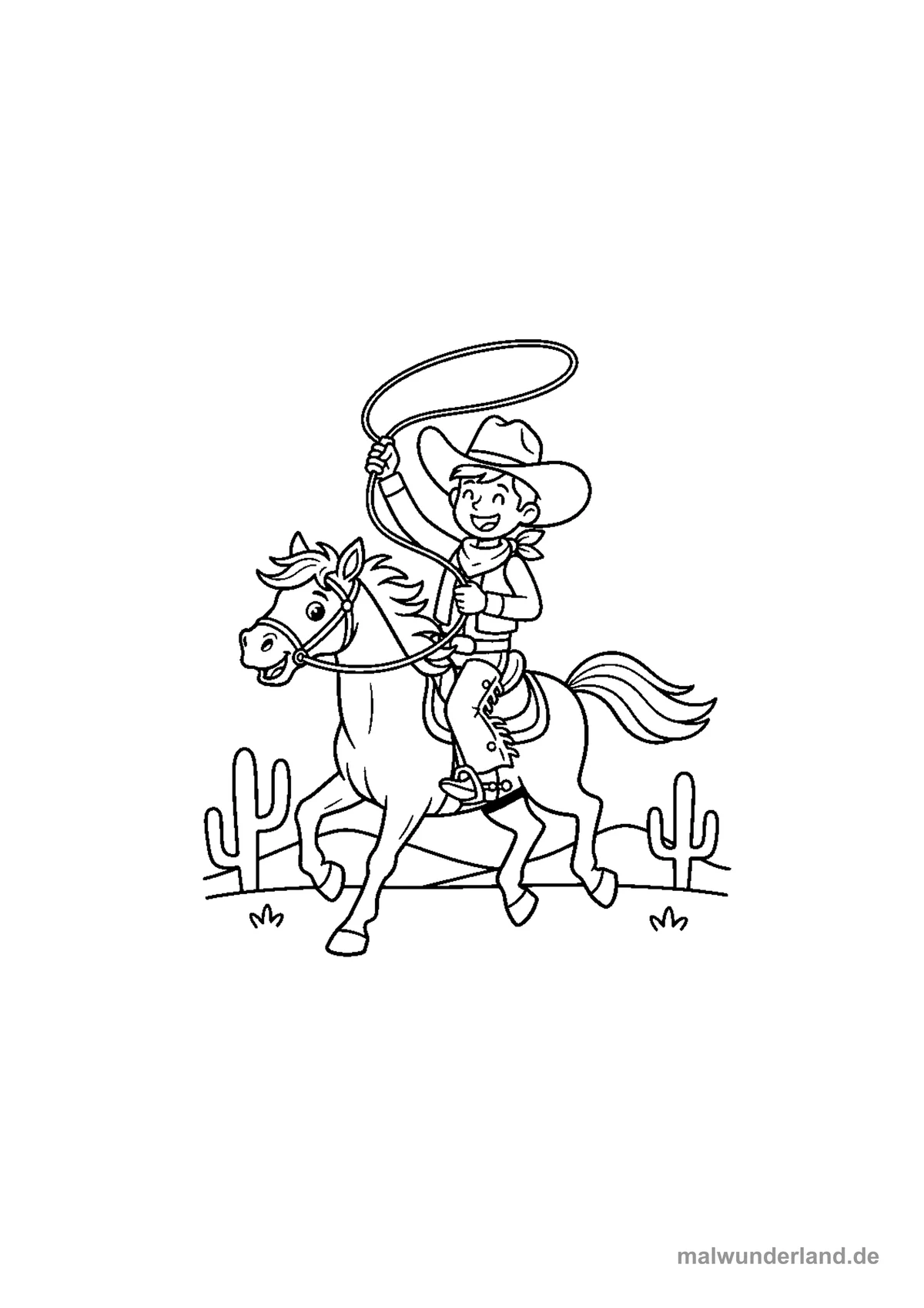 Cowboy auf Pferd – Druckvorschau auf A4