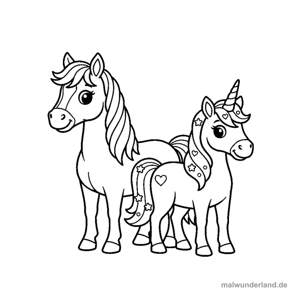Einhorn-Pferd - Kostenloses Ausmalbild zum Ausdrucken