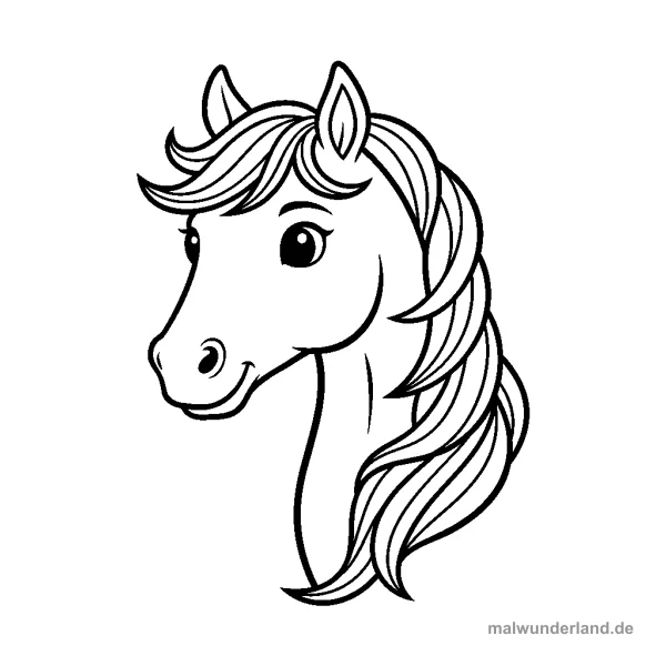 Pferdekopf mit Mähne - Kostenloses Ausmalbild zum Ausdrucken