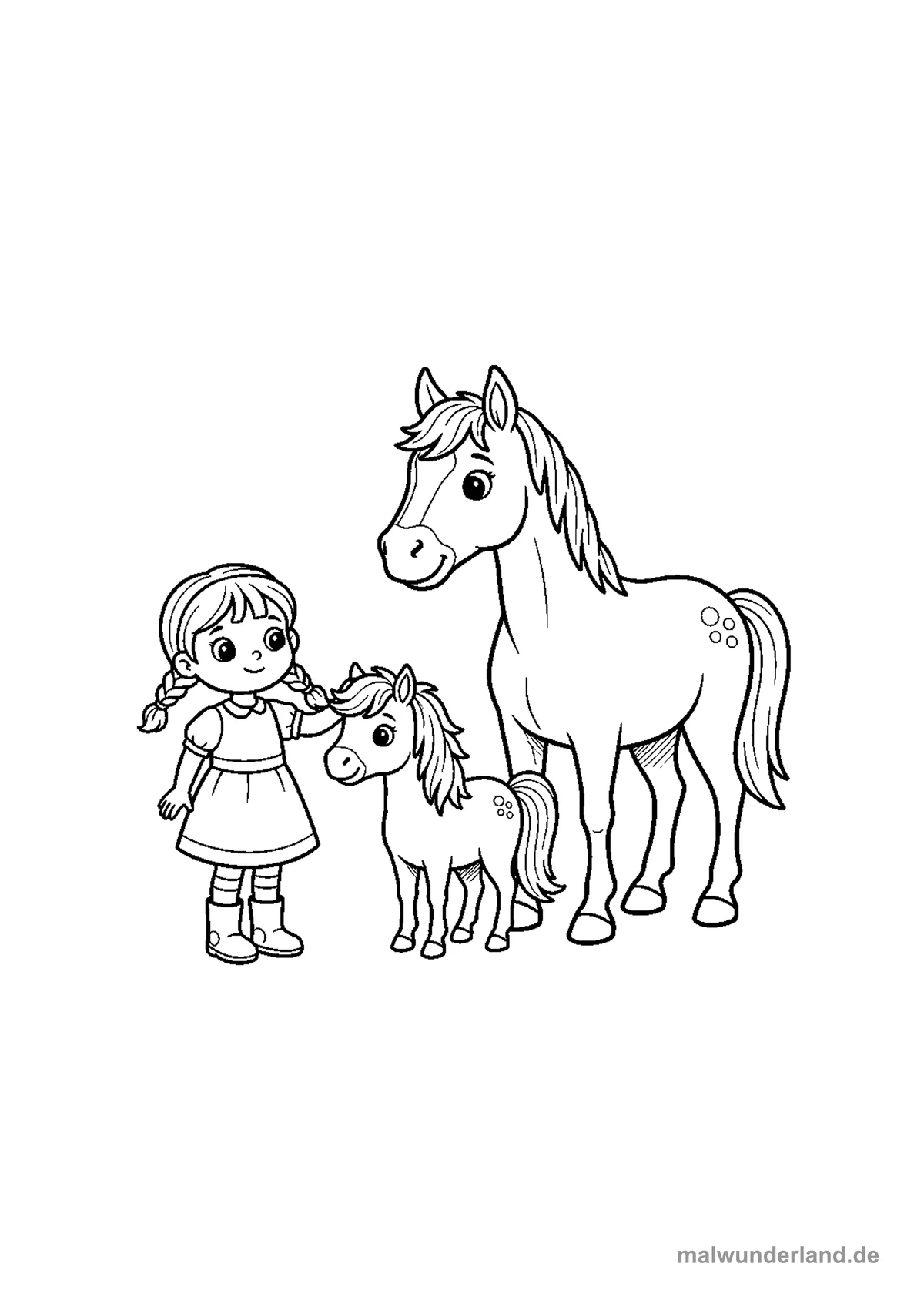 Pony und Mädchen – Druckvorschau auf A4