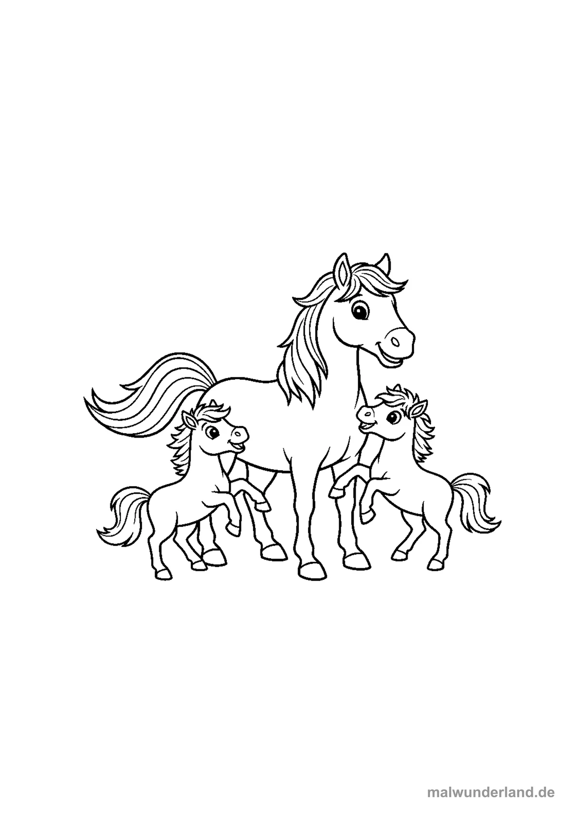 Zwei spielende Ponys – Druckvorschau auf A4