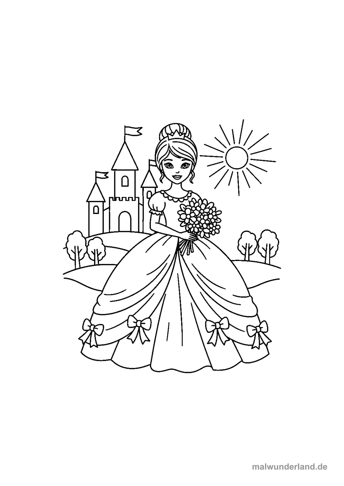 Prinzessin im Ballkleid – Druckvorschau auf A4