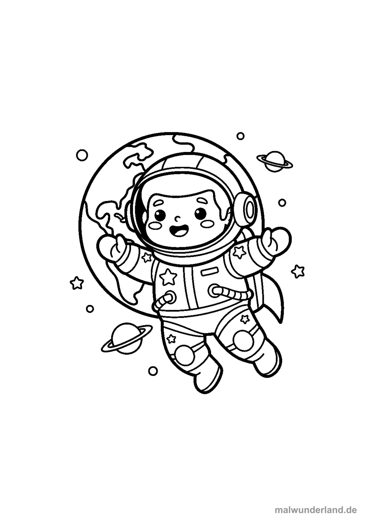 Astronaut im All – Druckvorschau auf A4
