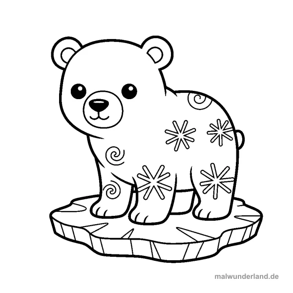 Eisbär im arktischen Eis - Kostenloses Ausmalbild zum Ausdrucken