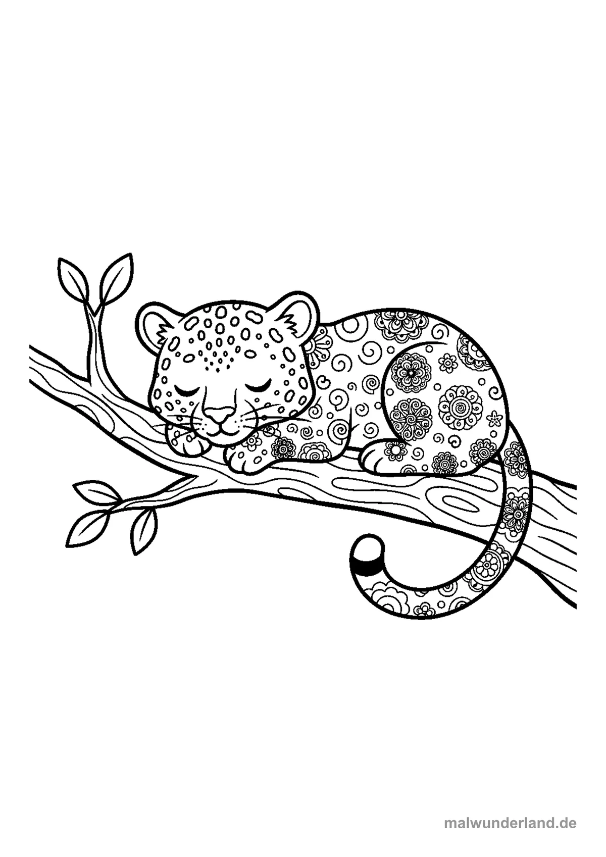 Leopard auf einem Ast – Druckvorschau auf A4