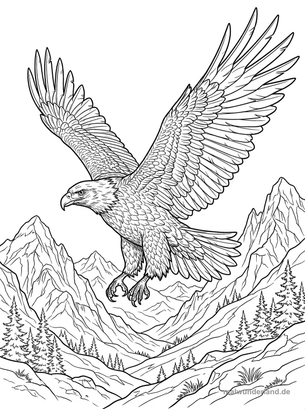Adler im Flug - Kostenloses Ausmalbild zum Ausdrucken