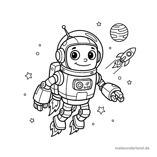 Weltraum-Roboter - Kostenloses Ausmalbild zum Ausdrucken