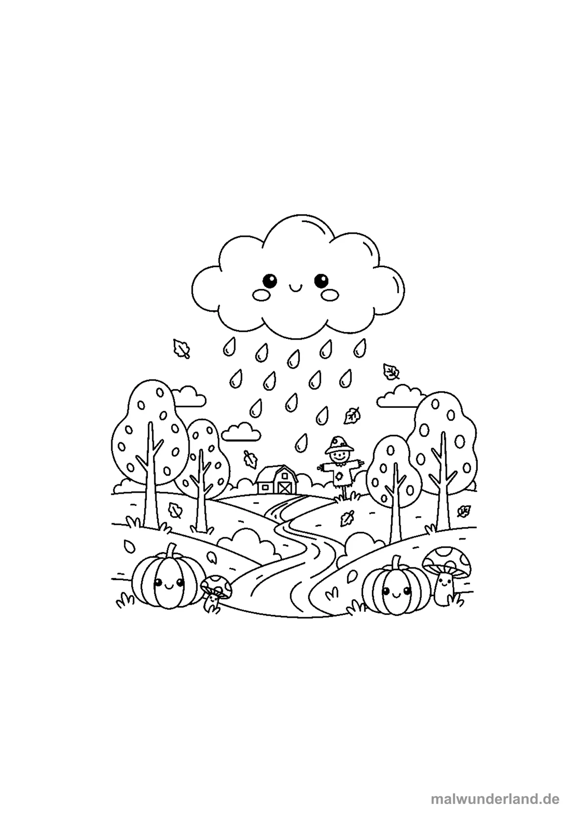 Regenwolke im Herbst – Druckvorschau auf A4