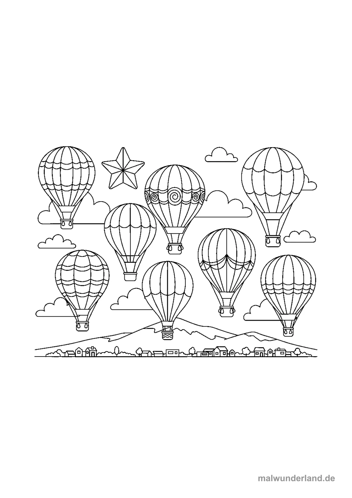 Heißluftballons – Druckvorschau auf A4