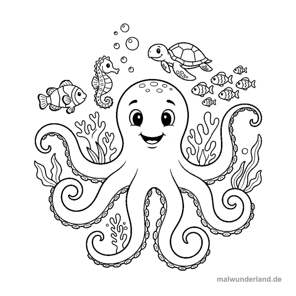 Großer Oktopus - Kostenloses Ausmalbild zum Ausdrucken