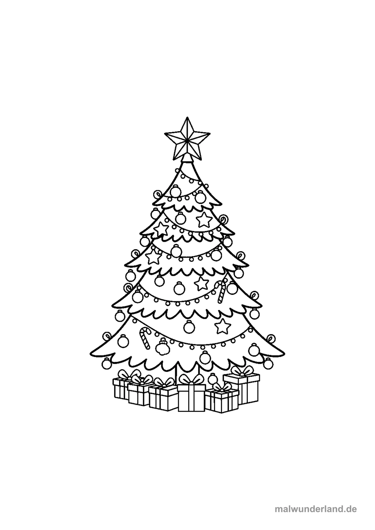 Geschmückter Tannenbaum – Druckvorschau auf A4