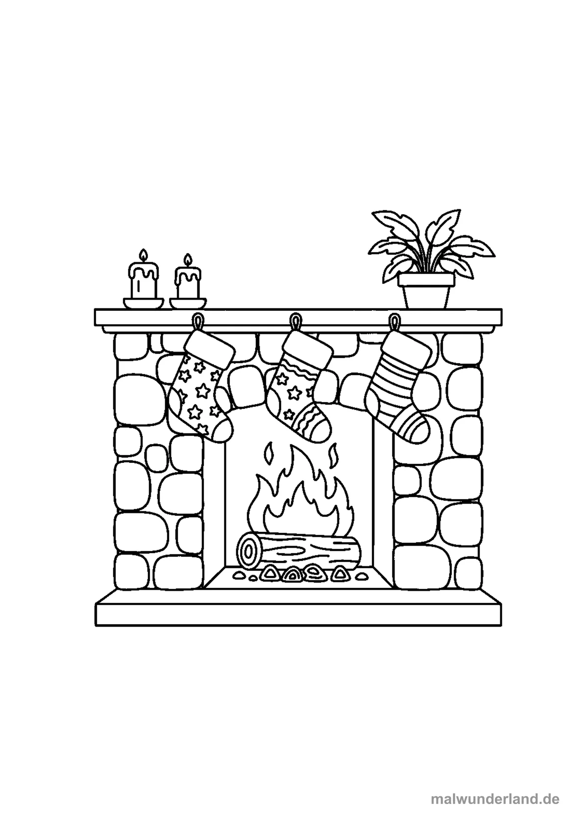 Weihnachtlicher Kamin – Druckvorschau auf A4