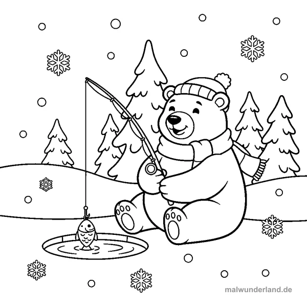 Eisbär am Nordpol - Kostenloses Ausmalbild zum Ausdrucken