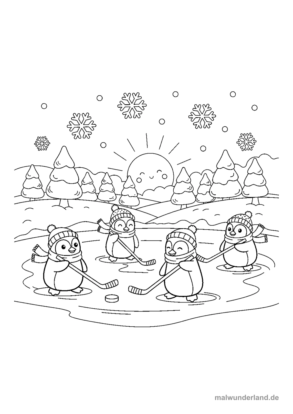 Eishockey-Pinguine – Druckvorschau auf A4