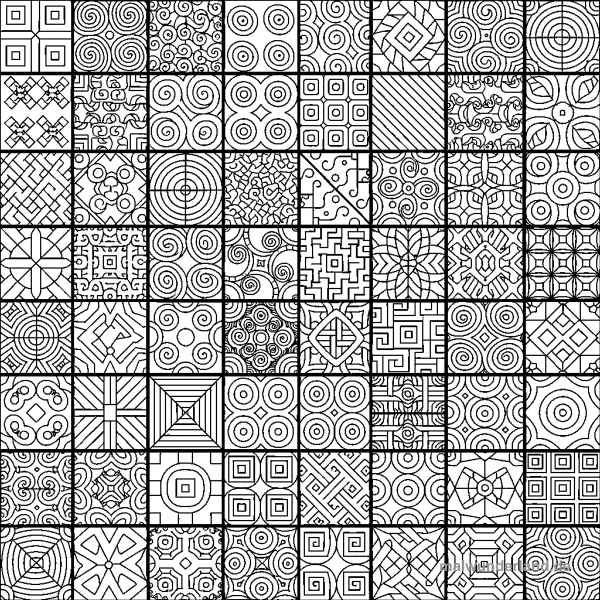 Mosaik-Zentangle - Kostenloses Ausmalbild zum Ausdrucken