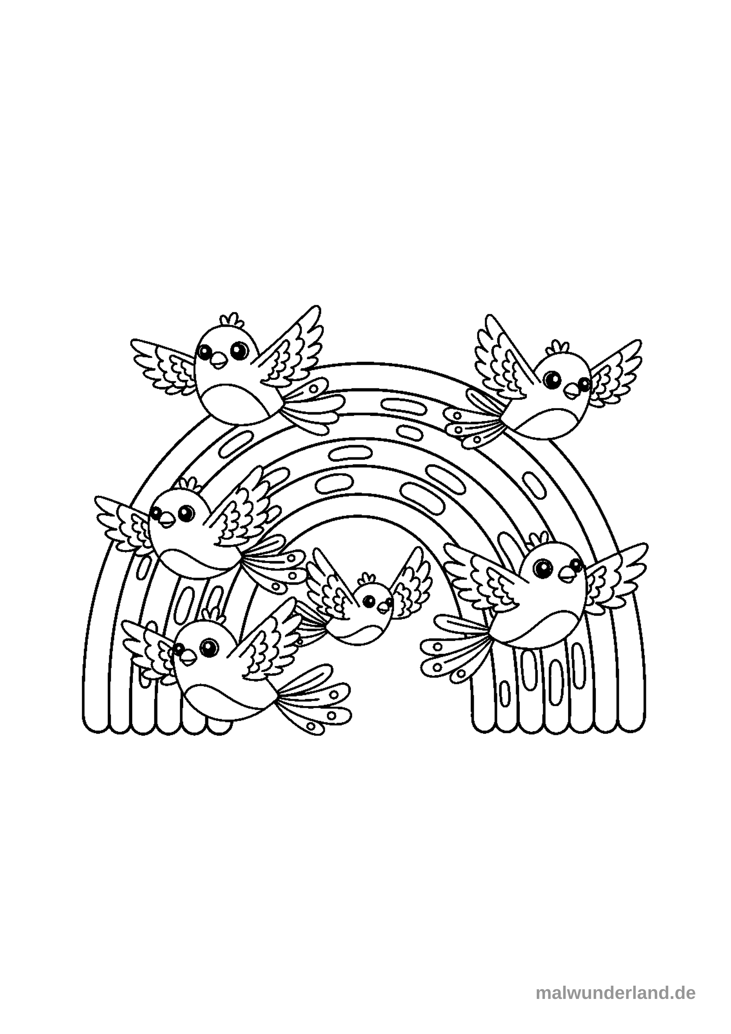 Ein Feuervogel fliegt durch einen Regenbogen, wobei sich die Farben des Regenbogens in seinen Flammenfedern spiegeln.