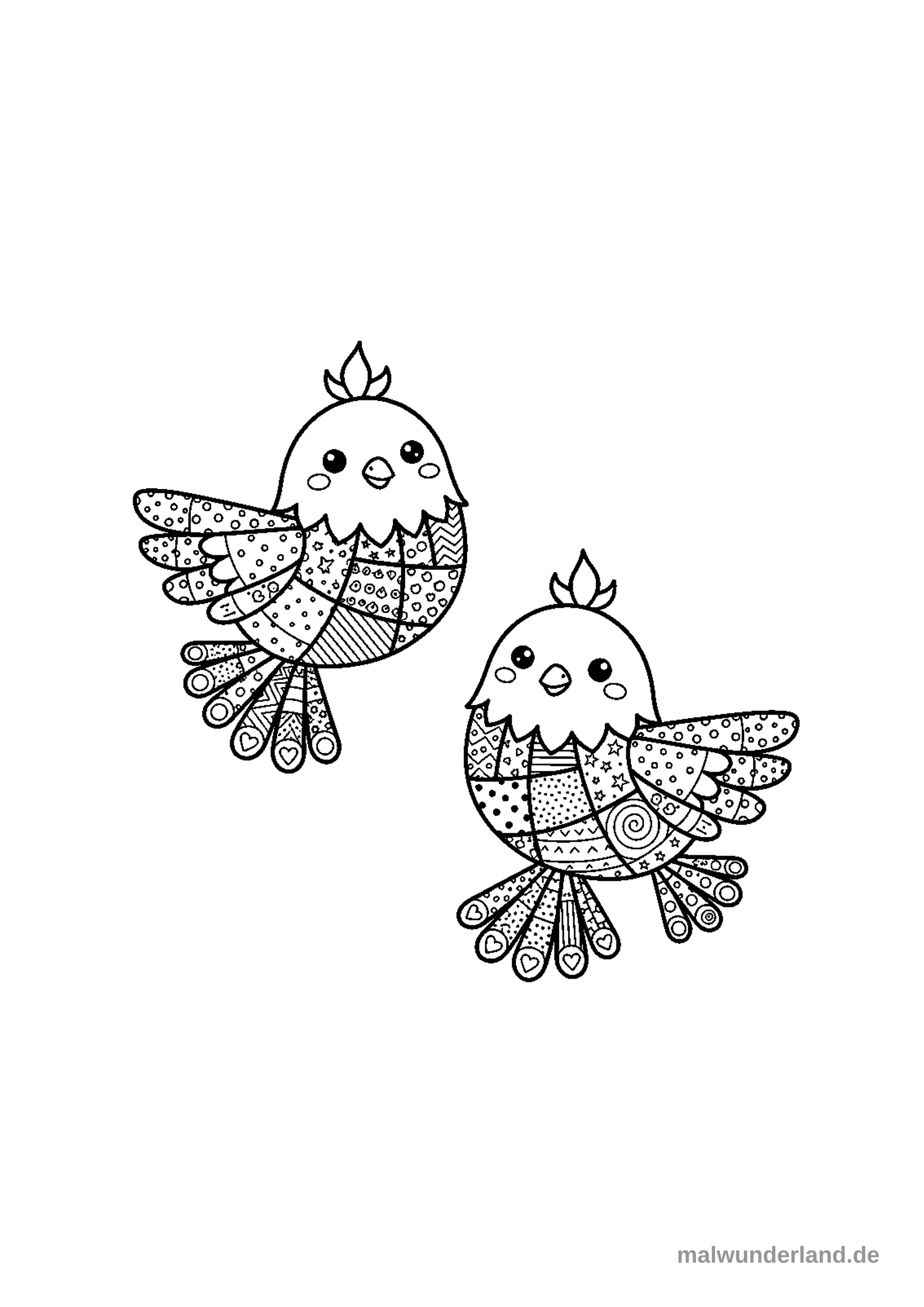 Ein Phönix, der aus tausenden kleinen Federn besteht, die wie ein Mosaik angeordnet sind. Jede Feder ist mit einem einzigartigen Muster verziert.