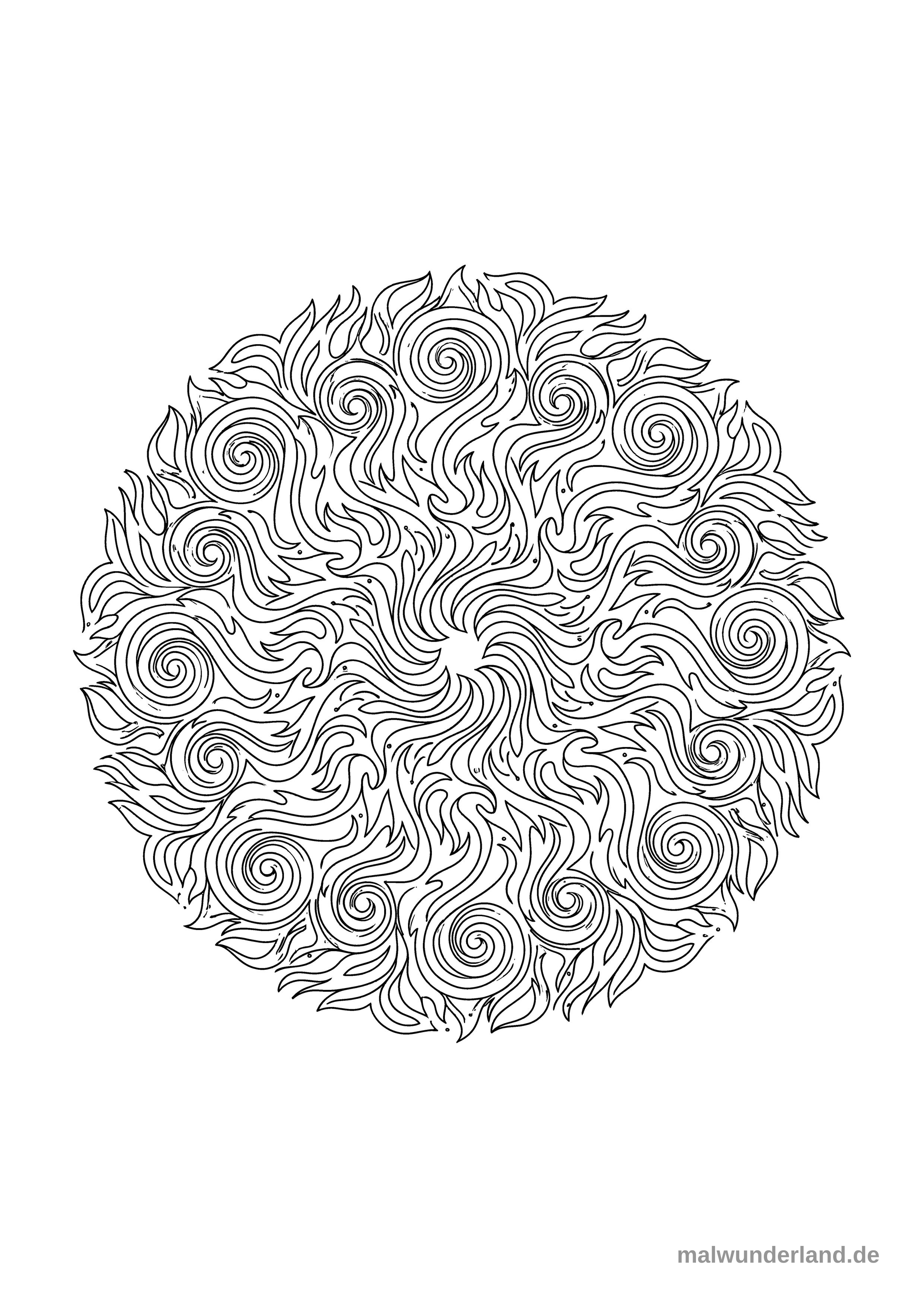 Klicken zum Drucken Dynamisches Mandala mit Flammen und Energie-Wirbeln