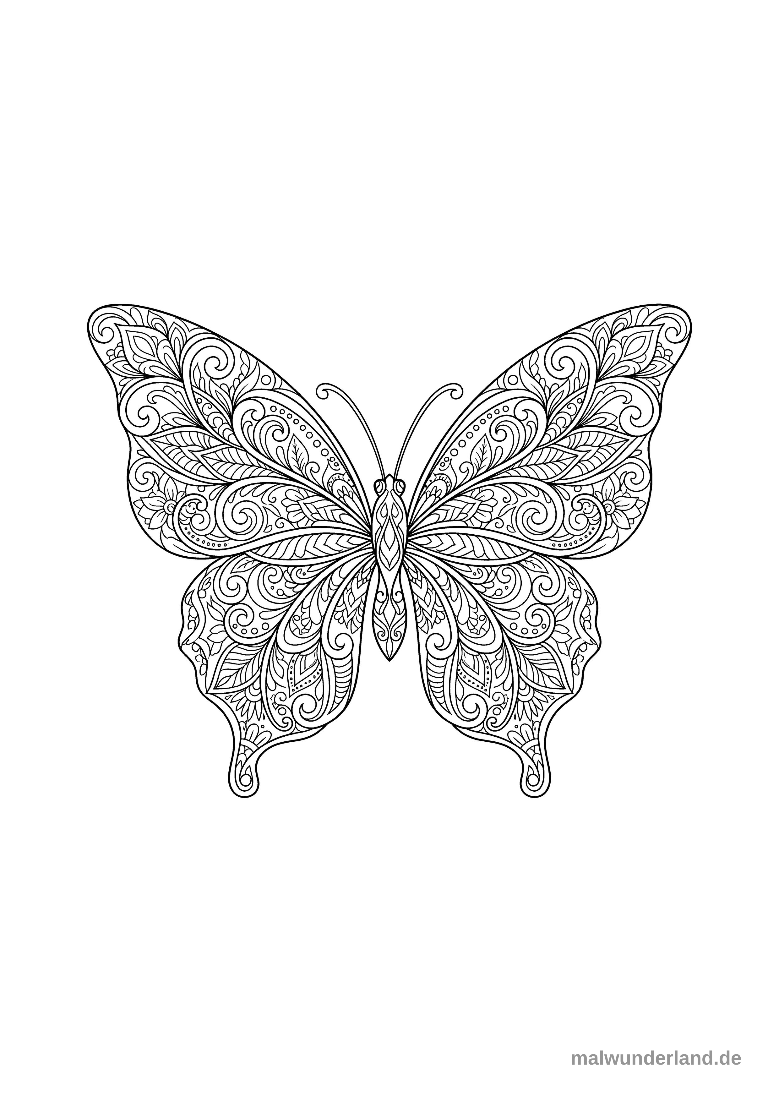 Klicken zum Drucken Mandala mit Schmetterlingsflügeln und filigranen Mustern