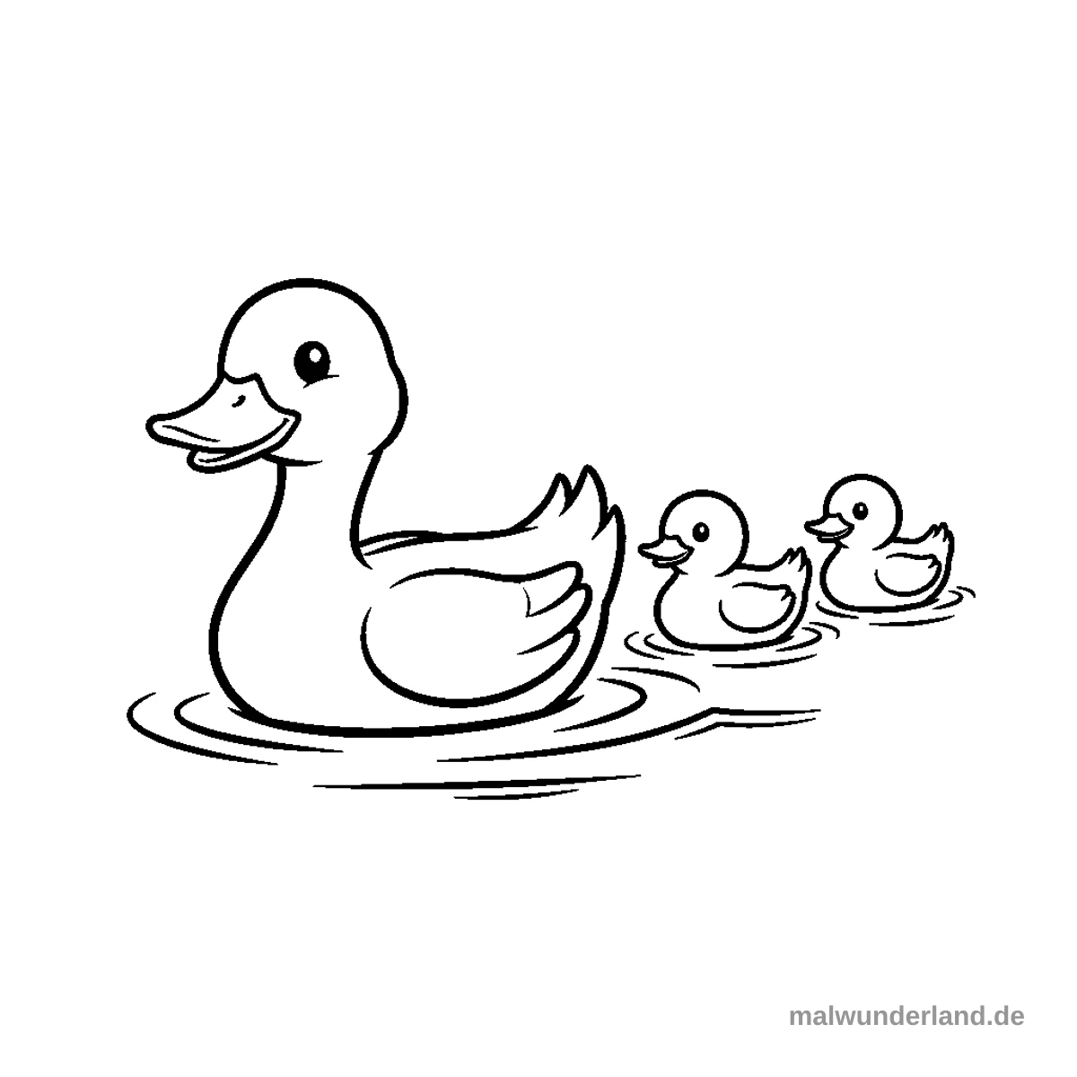 Ente mit Küken - Kostenloses Ausmalbild zum Ausdrucken