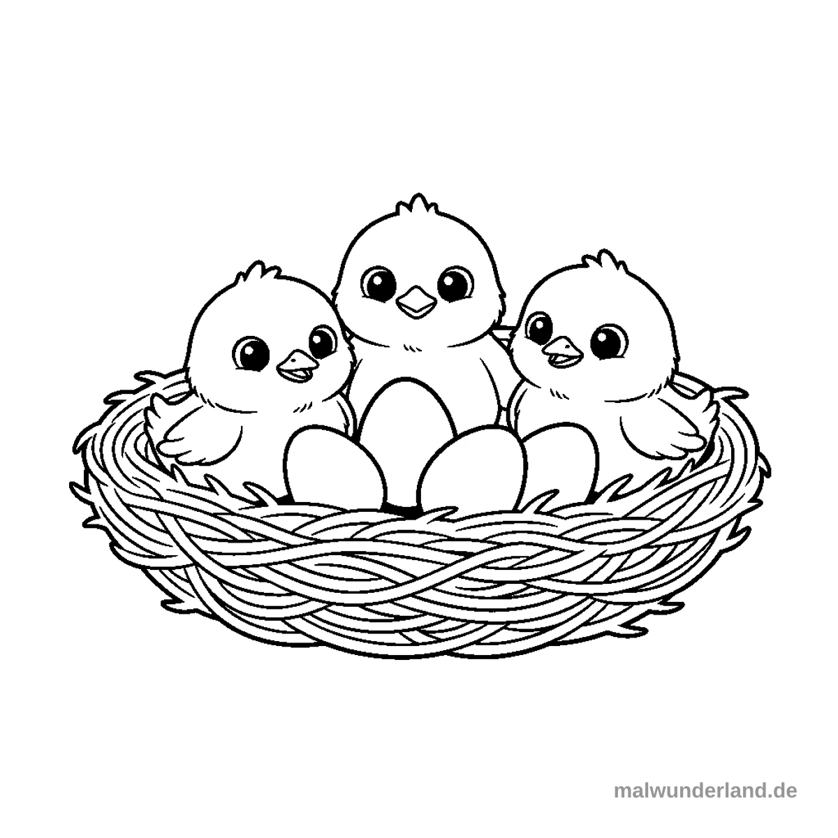 Küken im Nest - Kostenloses Ausmalbild zum Ausdrucken