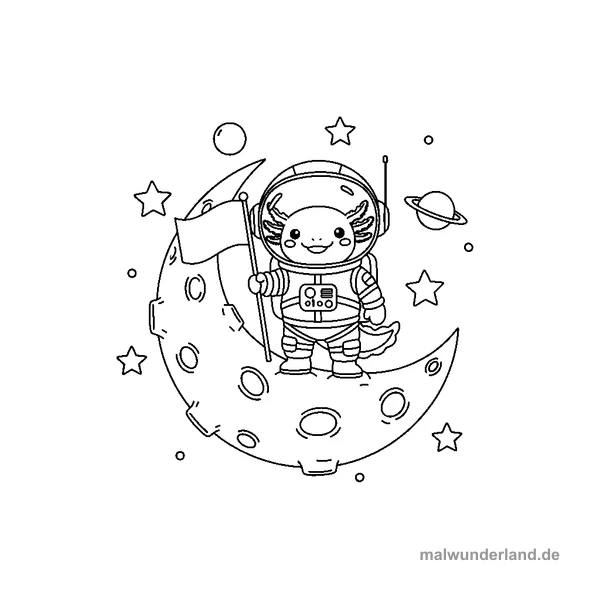 Axolotl Astronaut auf dem Mond