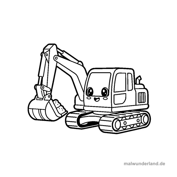 Baustellen-Fahrzeuge: Der freundliche Bagger