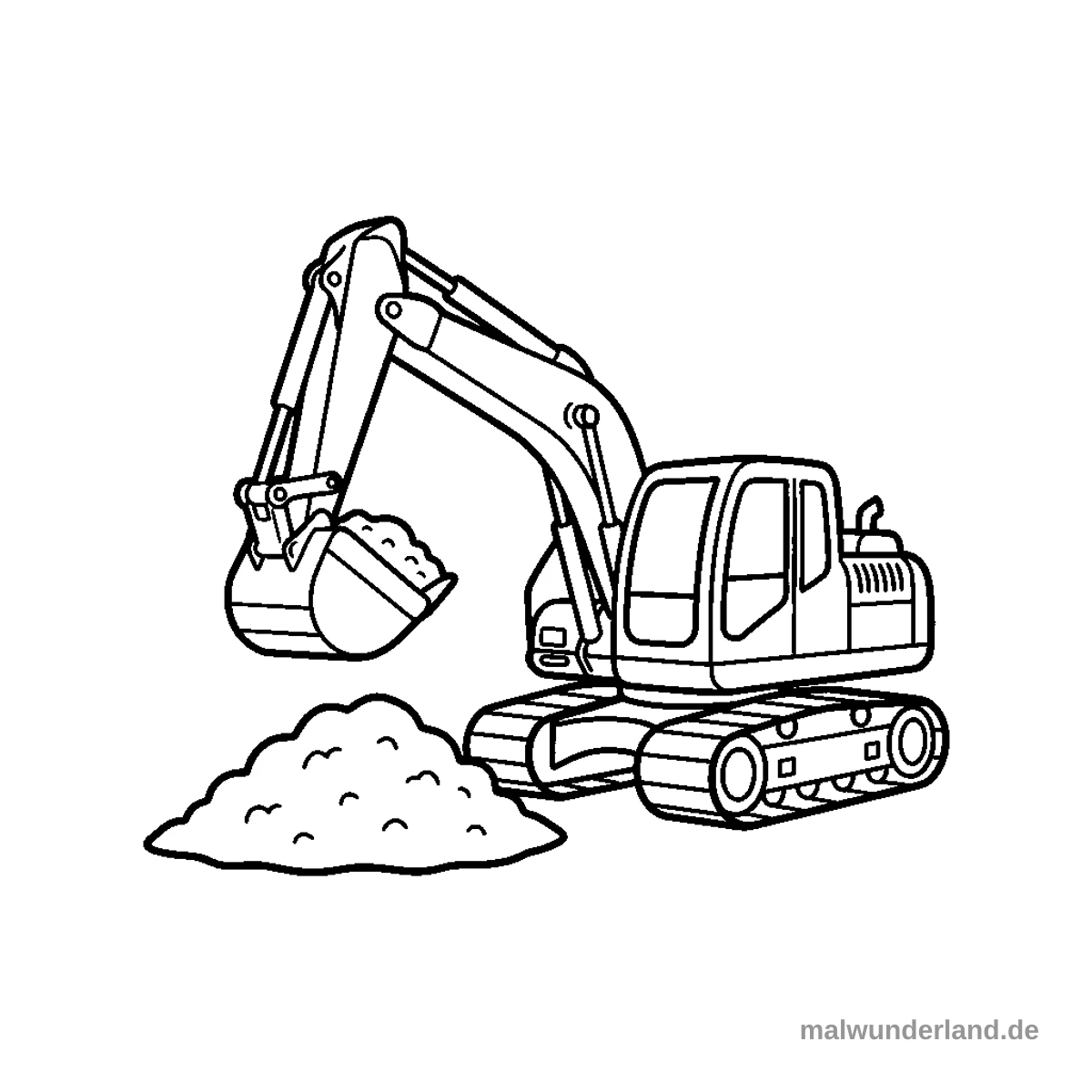 Der freundliche Bagger - Kostenloses Ausmalbild zum Ausdrucken