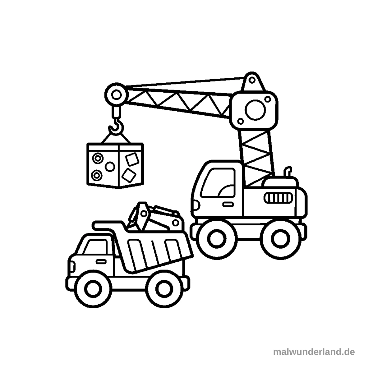 Der fröhliche Kran - Kostenloses Ausmalbild zum Ausdrucken