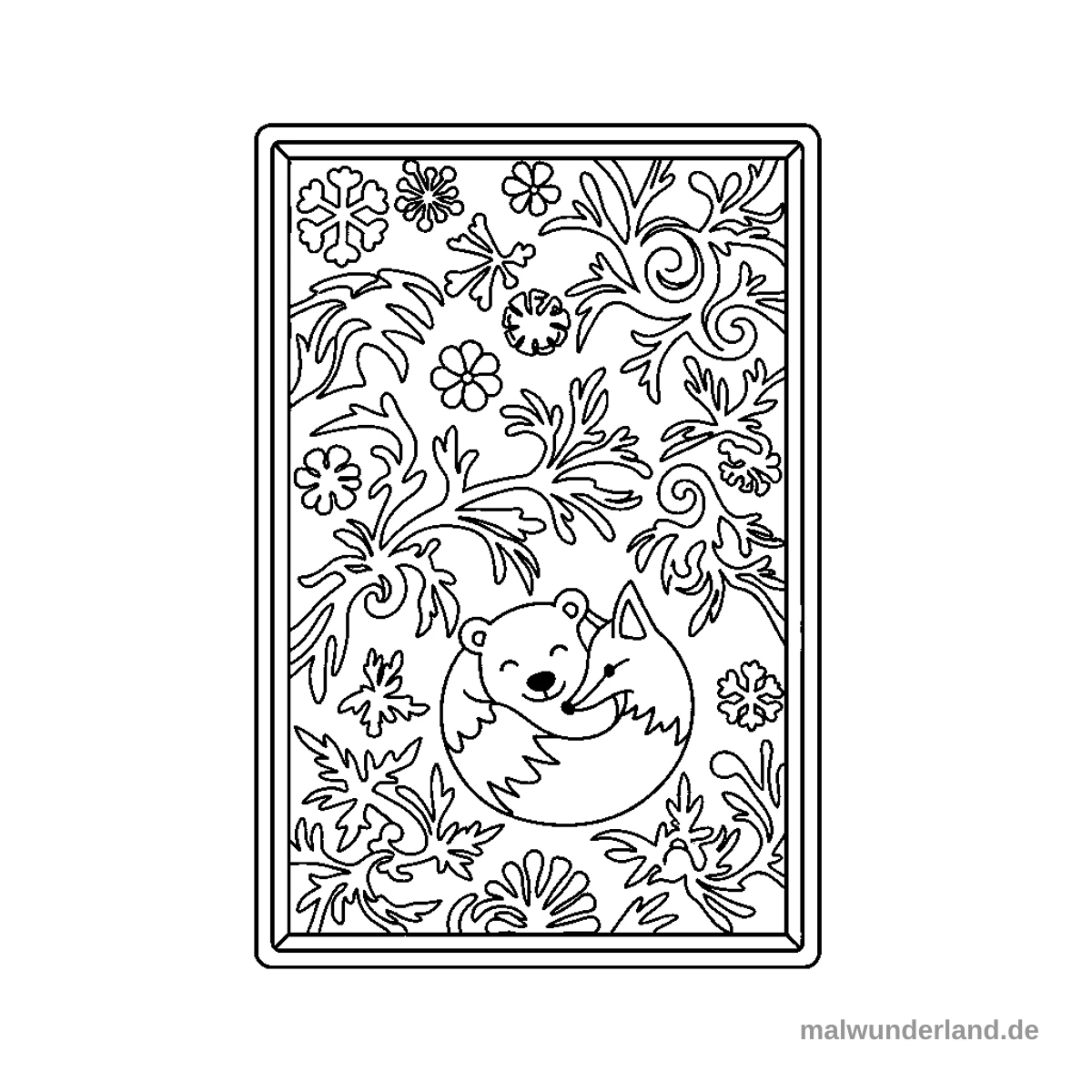 Eiskristalle am Fenster - Kostenloses Ausmalbild zum Ausdrucken