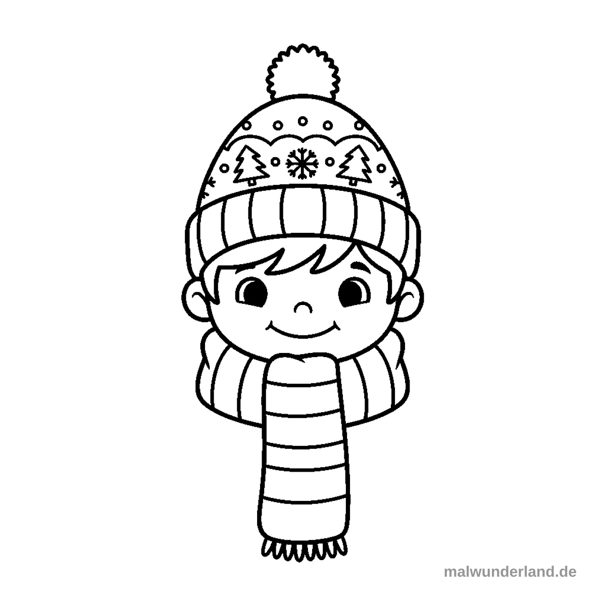 Kind mit Mütze und Schal - Kostenloses Ausmalbild zum Ausdrucken