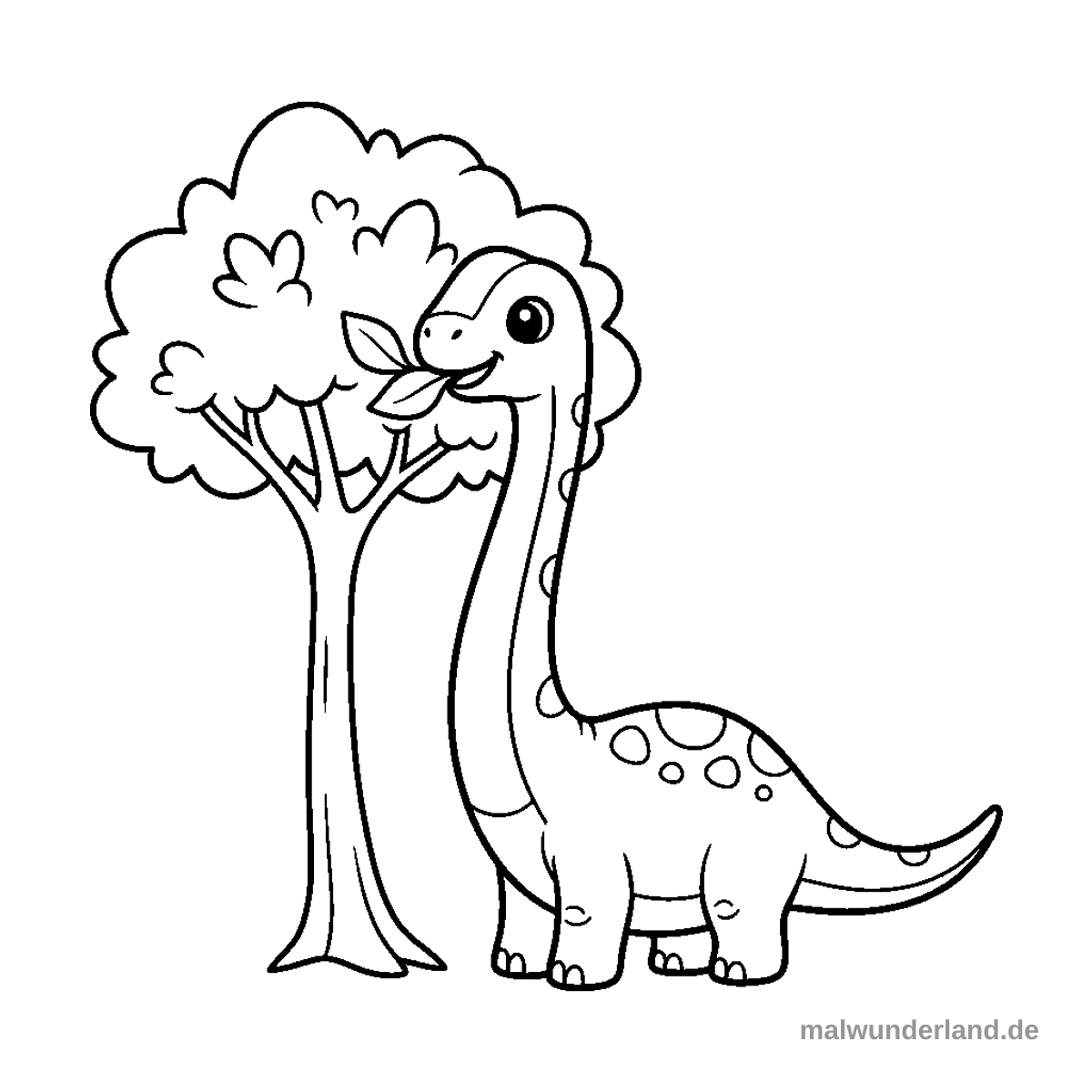 Diplodocus isst Blätter - Kostenloses Ausmalbild zum Ausdrucken