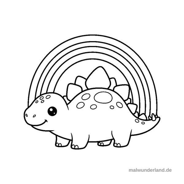 Stegosaurus mit Regenbogen - Kostenloses Ausmalbild zum Ausdrucken