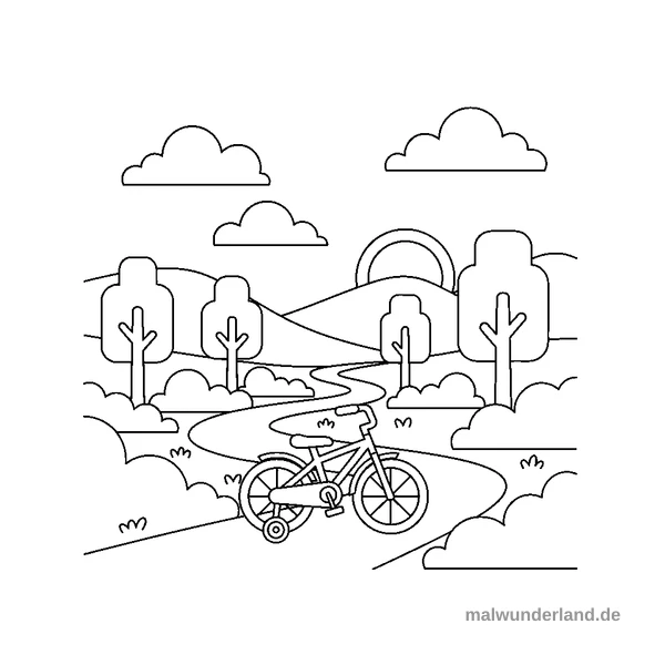 Fahrradtour - Kostenloses Ausmalbild zum Ausdrucken