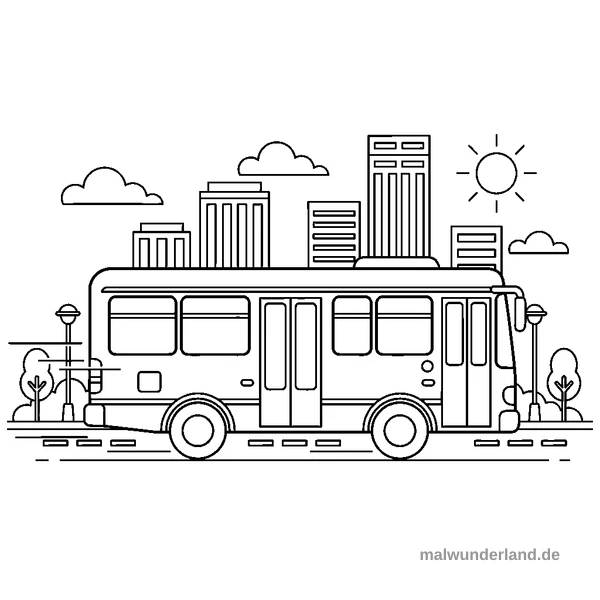 Großer Bus - Kostenloses Ausmalbild zum Ausdrucken