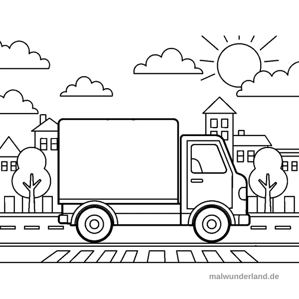 Lieferwagen - Kostenloses Ausmalbild zum Ausdrucken