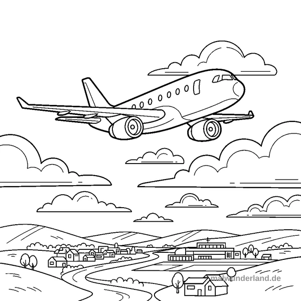 Passagierflugzeug - Kostenloses Ausmalbild zum Ausdrucken