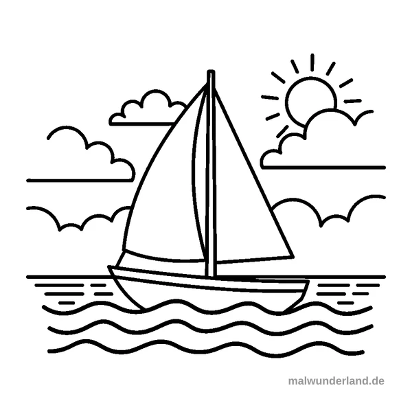 Segelboot auf See - Kostenloses Ausmalbild zum Ausdrucken