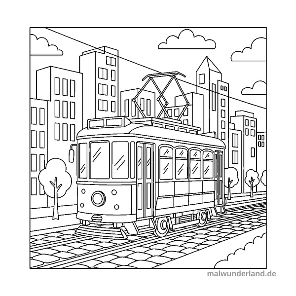 Straßenbahn - Kostenloses Ausmalbild zum Ausdrucken