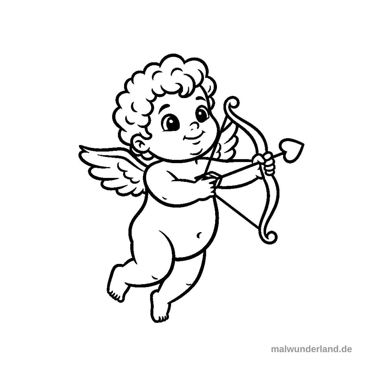 Amor mit Bogen - Kostenloses Ausmalbild zum Ausdrucken