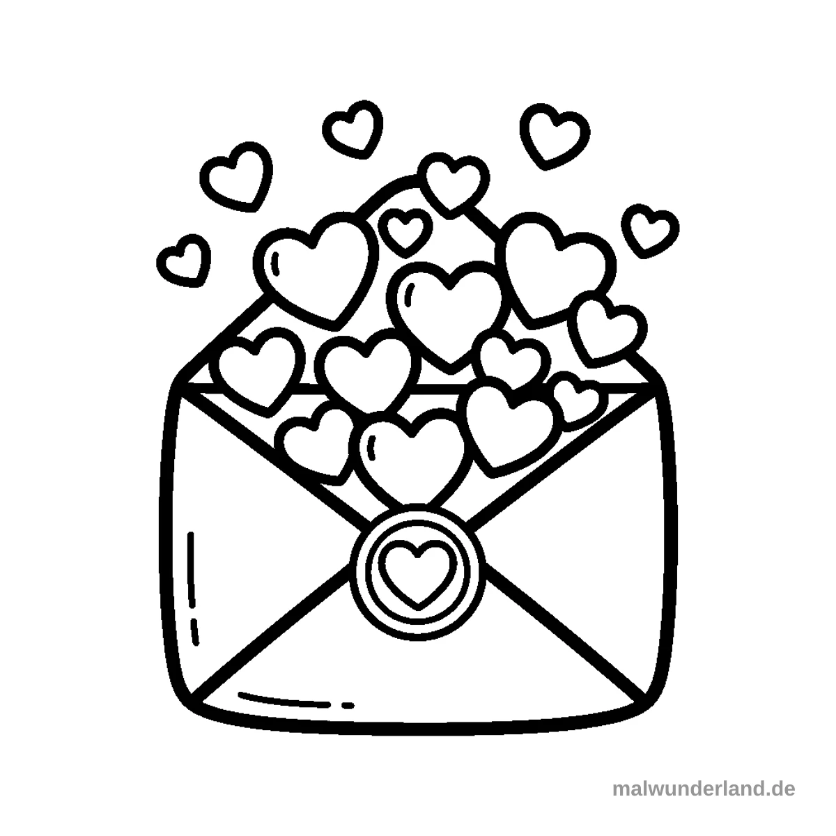 Liebesbrief im Umschlag - Kostenloses Ausmalbild zum Ausdrucken