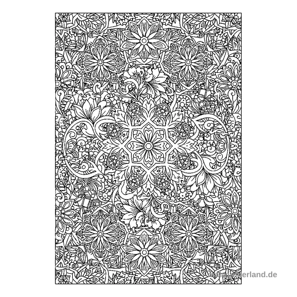 Geometrische Blüten - Kostenloses Ausmalbild zum Ausdrucken