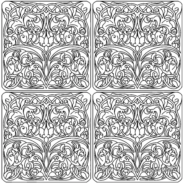 Jugendstil-Blüten - Kostenloses Ausmalbild zum Ausdrucken
