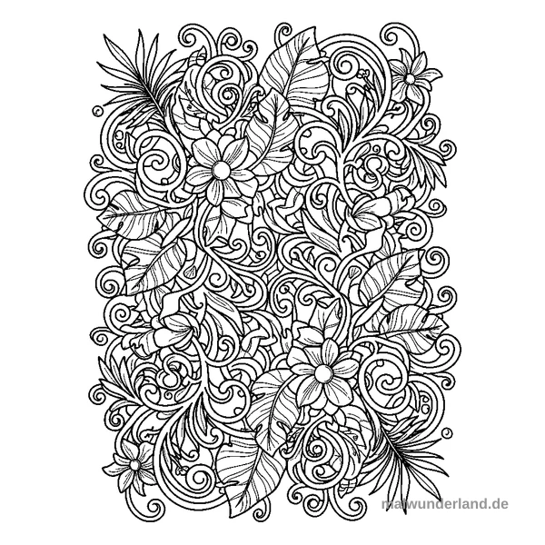 Tropische Ranken - Kostenloses Ausmalbild zum Ausdrucken