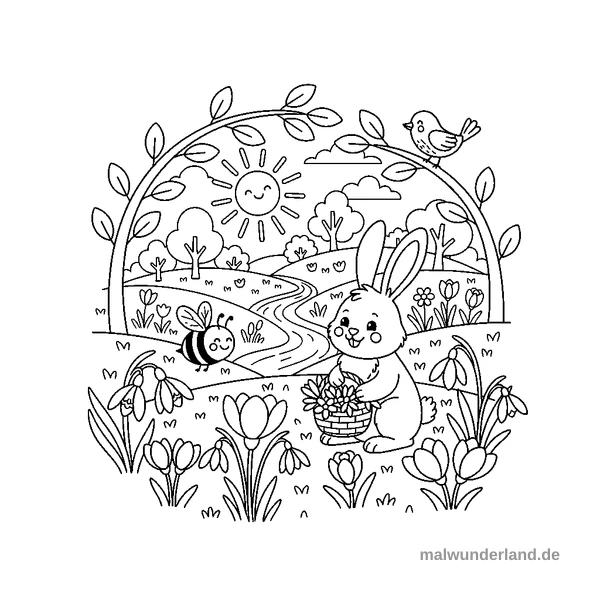 Krokusse und Schneeglöckchen - Kostenloses Ausmalbild zum Ausdrucken