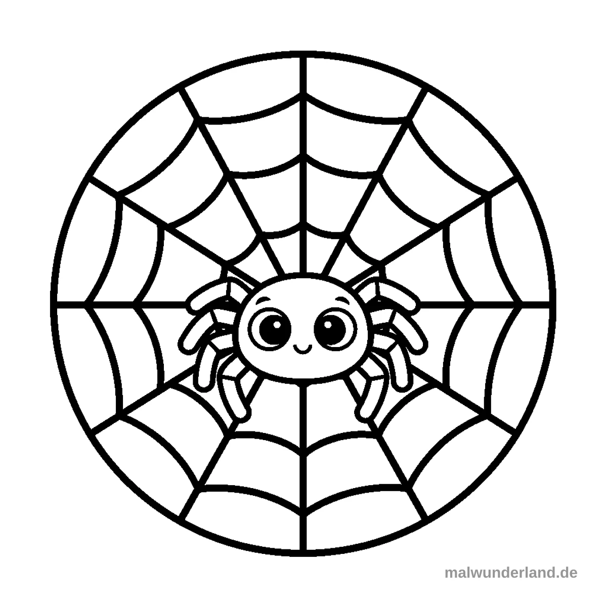 Spinnennetz mit Spinne - Kostenloses Ausmalbild zum Ausdrucken