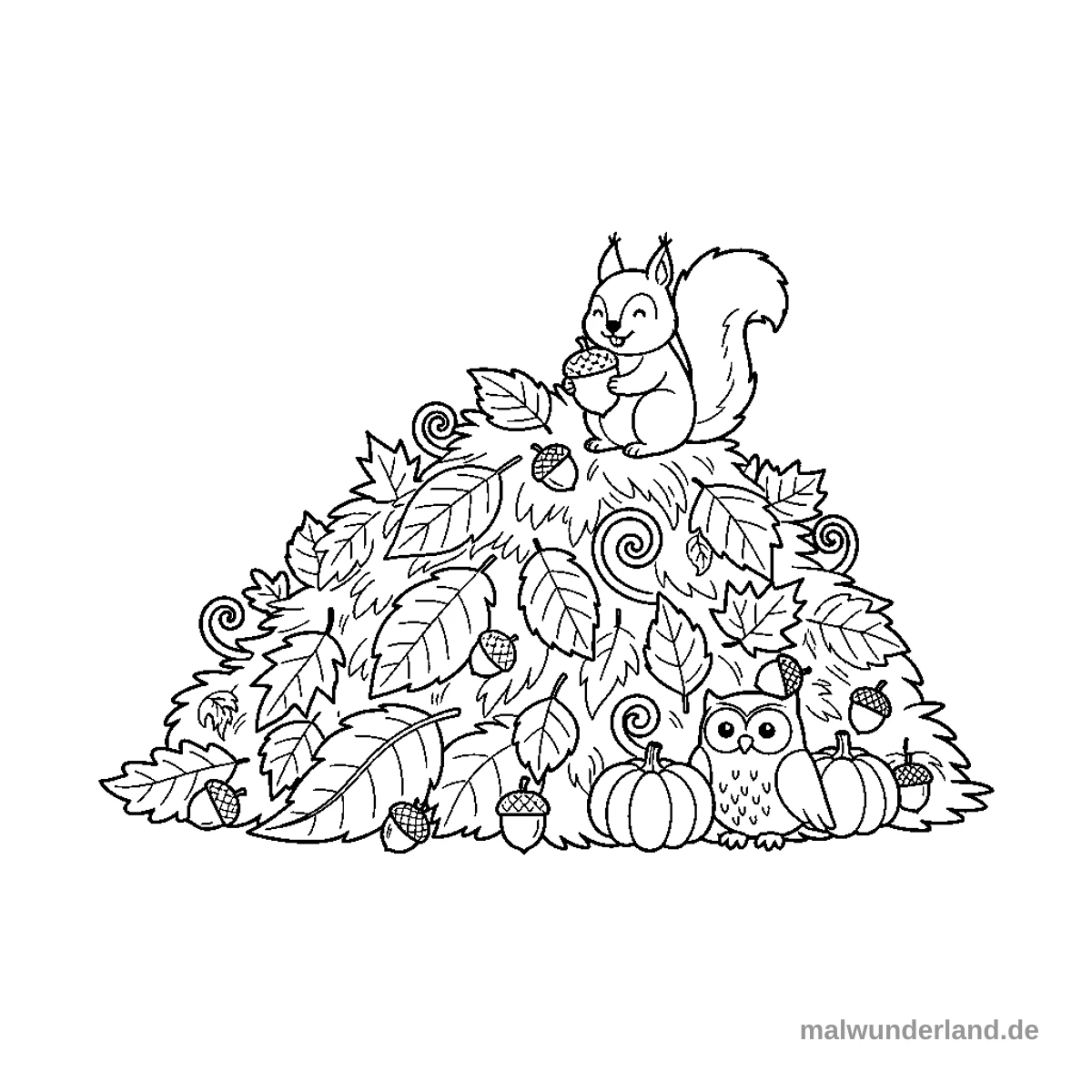 Bunte Herbstblätter - Kostenloses Ausmalbild zum Ausdrucken