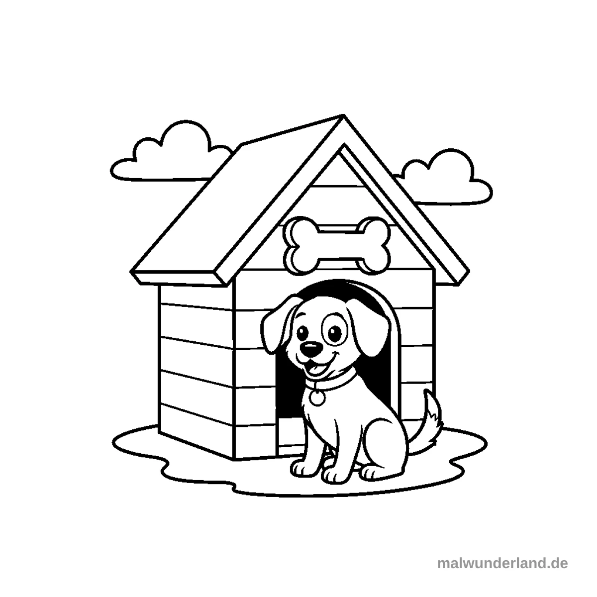 Hundehütte - Kostenloses Ausmalbild zum Ausdrucken
