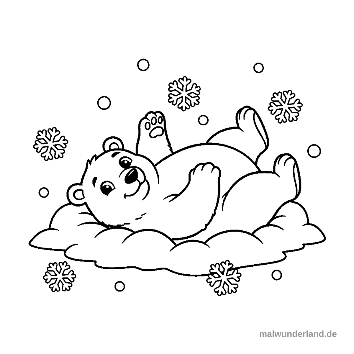 Eisbär im Schnee - Kostenloses Ausmalbild zum Ausdrucken