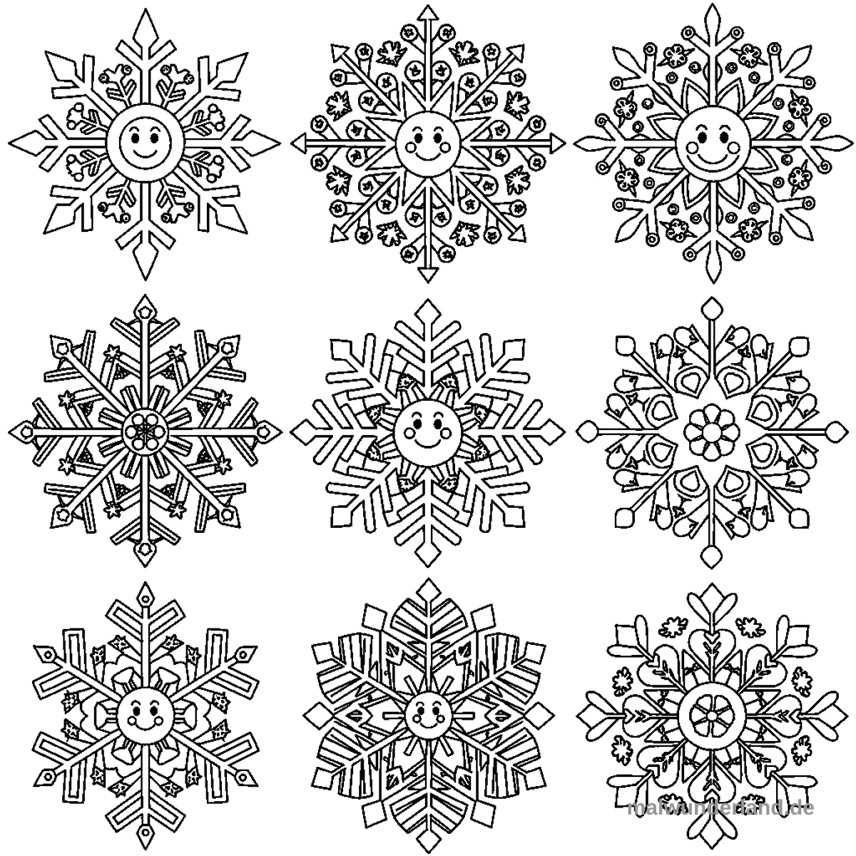 Schneeflocken Muster - Kostenloses Ausmalbild zum Ausdrucken